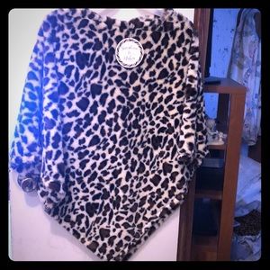 Plush Leopard Print Poncho (never worn)